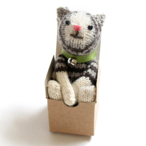 knitted kitty in a box
