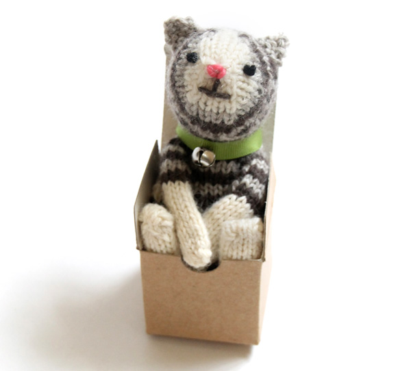 knitted kitty in a box